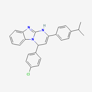 molecular formula C25H22ClN3 B11216088 4-(4-Chlorophenyl)-2-[4-(propan-2-yl)phenyl]-1,4-dihydropyrimido[1,2-a]benzimidazole 