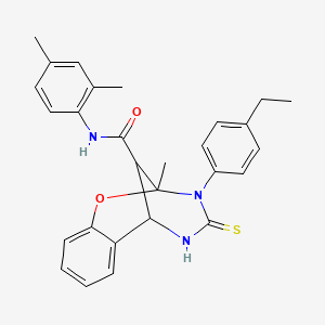 molecular formula C28H29N3O2S B11216094 N-(2,4-dimethylphenyl)-3-(4-ethylphenyl)-2-methyl-4-thioxo-3,4,5,6-tetrahydro-2H-2,6-methano-1,3,5-benzoxadiazocine-11-carboxamide 