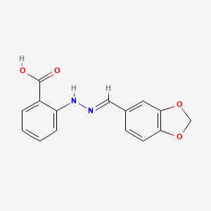 2-[(2E)-2-(1,3-benzodioxol-5-ylmethylidene)hydrazinyl]benzoic acid