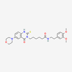 molecular formula C28H36N4O5S B11216186 N-(3,4-dimethoxyphenethyl)-6-(6-morpholino-4-oxo-2-thioxo-1,2-dihydroquinazolin-3(4H)-yl)hexanamide 