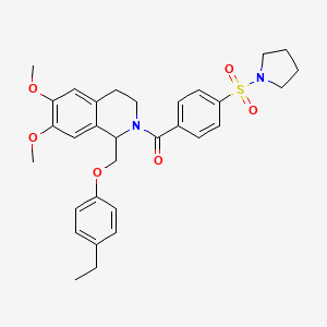 (1-((4-ethylphenoxy)methyl)-6,7-dimethoxy-3,4-dihydroisoquinolin-2(1H)-yl)(4-(pyrrolidin-1-ylsulfonyl)phenyl)methanone