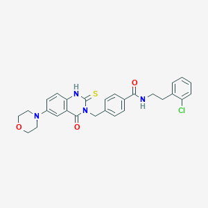 N-(2-chlorophenethyl)-4-((6-morpholino-4-oxo-2-thioxo-1,2-dihydroquinazolin-3(4H)-yl)methyl)benzamide