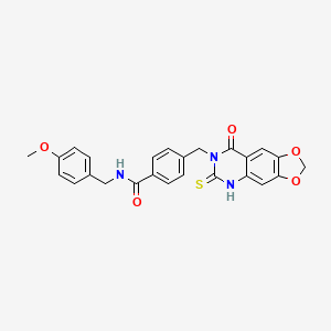 N-[(4-methoxyphenyl)methyl]-4-[(8-oxo-6-sulfanylidene-5H-[1,3]dioxolo[4,5-g]quinazolin-7-yl)methyl]benzamide