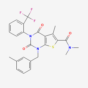 N,N,5-trimethyl-1-[(3-methylphenyl)methyl]-2,4-dioxo-3-[2-(trifluoromethyl)phenyl]thieno[2,3-d]pyrimidine-6-carboxamide