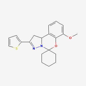 molecular formula C20H22N2O2S B11216223 7'-Methoxy-2'-(2-thienyl)-1',10B'-dihydrospiro[cyclohexane-1,5'-pyrazolo[1,5-C][1,3]benzoxazine] 