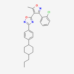 molecular formula C27H28ClN3O2 B11216225 5-[3-(2-Chlorophenyl)-5-methyl-1,2-oxazol-4-yl]-3-[4-(4-propylcyclohexyl)phenyl]-1,2,4-oxadiazole 