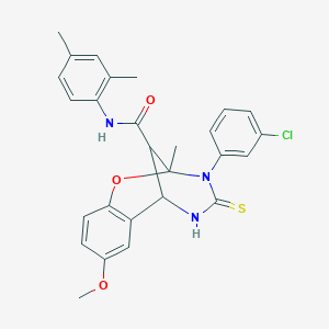 3-(3-chlorophenyl)-N-(2,4-dimethylphenyl)-8-methoxy-2-methyl-4-thioxo-3,4,5,6-tetrahydro-2H-2,6-methano-1,3,5-benzoxadiazocine-11-carboxamide