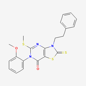 6-(2-methoxyphenyl)-5-(methylsulfanyl)-3-(2-phenylethyl)-2-sulfanylidene-2H,3H,6H,7H-[1,3]thiazolo[4,5-d]pyrimidin-7-one