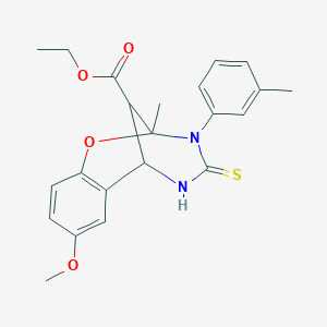 molecular formula C22H24N2O4S B11216345 ethyl 8-methoxy-2-methyl-3-(3-methylphenyl)-4-thioxo-3,4,5,6-tetrahydro-2H-2,6-methano-1,3,5-benzoxadiazocine-11-carboxylate 