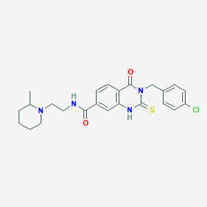 molecular formula C24H27ClN4O2S B11216346 3-(4-chlorobenzyl)-4-keto-N-[2-(2-methylpiperidino)ethyl]-2-thioxo-1H-quinazoline-7-carboxamide 