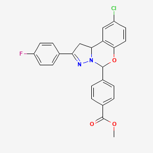 molecular formula C24H18ClFN2O3 B11216377 Methyl 4-[9-chloro-2-(4-fluorophenyl)-1,10b-dihydropyrazolo[1,5-c][1,3]benzoxazin-5-yl]benzoate 