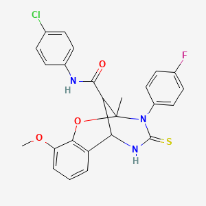 N-(4-chlorophenyl)-3-(4-fluorophenyl)-10-methoxy-2-methyl-4-thioxo-3,4,5,6-tetrahydro-2H-2,6-methano-1,3,5-benzoxadiazocine-11-carboxamide