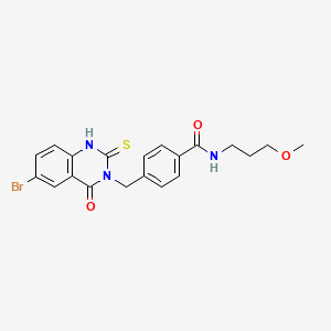 molecular formula C20H20BrN3O3S B11216433 4-[(6-bromo-4-oxo-2-sulfanylidene-1H-quinazolin-3-yl)methyl]-N-(3-methoxypropyl)benzamide 