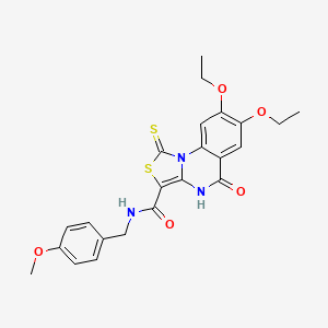 molecular formula C23H23N3O5S2 B11216442 7,8-diethoxy-N-[(4-methoxyphenyl)methyl]-5-oxo-1-sulfanylidene-4H-[1,3]thiazolo[3,4-a]quinazoline-3-carboxamide 