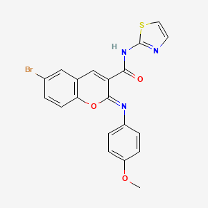 (2Z)-6-bromo-2-[(4-methoxyphenyl)imino]-N-(1,3-thiazol-2-yl)-2H-chromene-3-carboxamide