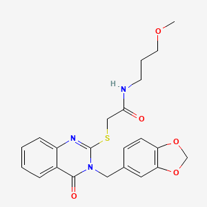 2-{[3-(1,3-benzodioxol-5-ylmethyl)-4-oxo-3,4-dihydroquinazolin-2-yl]sulfanyl}-N-(3-methoxypropyl)acetamide