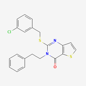 2-[(3-chlorobenzyl)sulfanyl]-3-(2-phenylethyl)thieno[3,2-d]pyrimidin-4(3H)-one