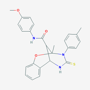 N-(4-methoxyphenyl)-2-methyl-3-(4-methylphenyl)-4-thioxo-3,4,5,6-tetrahydro-2H-2,6-methano-1,3,5-benzoxadiazocine-11-carboxamide