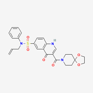 3-(1,4-dioxa-8-azaspiro[4.5]decane-8-carbonyl)-4-oxo-N-phenyl-N-prop-2-enyl-1H-quinoline-6-sulfonamide