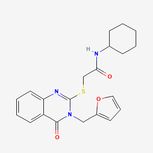 molecular formula C21H23N3O3S B11216594 N-cyclohexyl-2-({3-[(furan-2-yl)methyl]-4-oxo-3,4-dihydroquinazolin-2-yl}sulfanyl)acetamide 