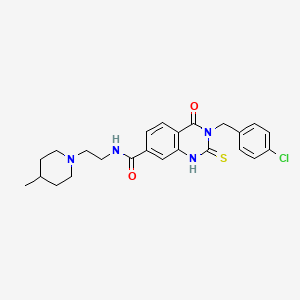 molecular formula C24H27ClN4O2S B11216606 3-(4-chlorobenzyl)-4-keto-N-[2-(4-methylpiperidino)ethyl]-2-thioxo-1H-quinazoline-7-carboxamide 