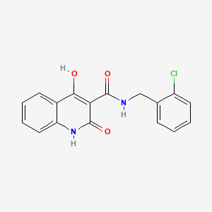 molecular formula C17H13ClN2O3 B11216617 3-Quinolinecarboxamide, 1,2-dihydro-N-((2-chlorophenyl)methyl)-4-hydroxy-2-oxo- CAS No. 128629-27-6