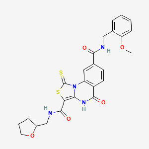 N8-(2-methoxybenzyl)-5-oxo-N3-((tetrahydrofuran-2-yl)methyl)-1-thioxo-4,5-dihydro-1H-thiazolo[3,4-a]quinazoline-3,8-dicarboxamide