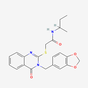 molecular formula C22H23N3O4S B11216626 2-{[3-(1,3-benzodioxol-5-ylmethyl)-4-oxo-3,4-dihydroquinazolin-2-yl]sulfanyl}-N-(butan-2-yl)acetamide 