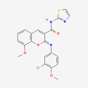 molecular formula C21H16ClN3O4S B11216637 (2Z)-2-[(3-chloro-4-methoxyphenyl)imino]-8-methoxy-N-(1,3-thiazol-2-yl)-2H-chromene-3-carboxamide 