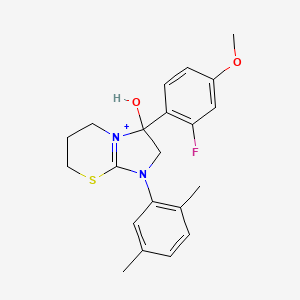 1-(2,5-dimethylphenyl)-3-(2-fluoro-4-methoxyphenyl)-3-hydroxy-2,3,6,7-tetrahydro-5H-imidazo[2,1-b][1,3]thiazin-1-ium