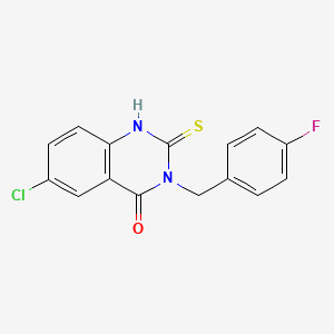 6-chloro-3-[(4-fluorophenyl)methyl]-2-sulfanylidene-1H-quinazolin-4-one