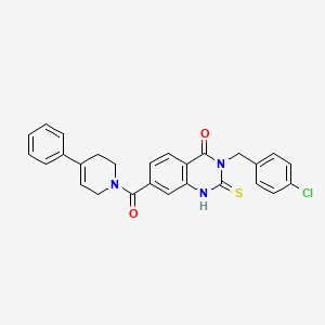 molecular formula C27H22ClN3O2S B11216681 3-[(4-chlorophenyl)methyl]-7-(4-phenyl-3,6-dihydro-2H-pyridine-1-carbonyl)-2-sulfanylidene-1H-quinazolin-4-one 