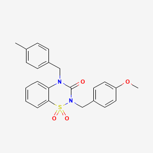 molecular formula C23H22N2O4S B11216741 2-[(4-methoxyphenyl)methyl]-4-[(4-methylphenyl)methyl]-3,4-dihydro-2H-1lambda6,2,4-benzothiadiazine-1,1,3-trione 