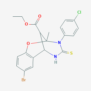 molecular formula C20H18BrClN2O3S B11216747 ethyl 8-bromo-3-(4-chlorophenyl)-2-methyl-4-thioxo-3,4,5,6-tetrahydro-2H-2,6-methano-1,3,5-benzoxadiazocine-11-carboxylate 