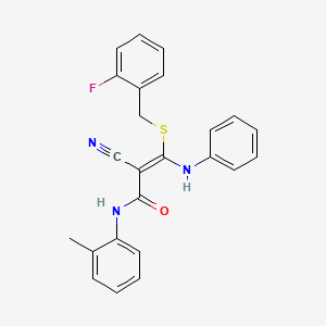 (2E)-2-cyano-3-[(2-fluorobenzyl)sulfanyl]-N-(2-methylphenyl)-3-(phenylamino)prop-2-enamide