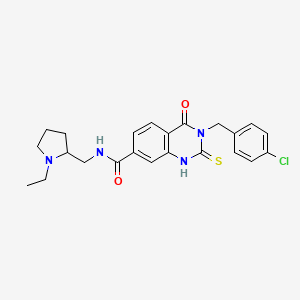 3-(4-chlorobenzyl)-N-((1-ethylpyrrolidin-2-yl)methyl)-4-oxo-2-thioxo-1,2,3,4-tetrahydroquinazoline-7-carboxamide