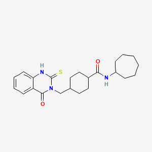 N-cycloheptyl-4-((4-oxo-2-thioxo-1,2-dihydroquinazolin-3(4H)-yl)methyl)cyclohexanecarboxamide