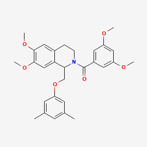 molecular formula C29H33NO6 B11216886 (3,5-dimethoxyphenyl)(1-((3,5-dimethylphenoxy)methyl)-6,7-dimethoxy-3,4-dihydroisoquinolin-2(1H)-yl)methanone 