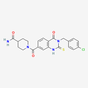 1-[3-[(4-chlorophenyl)methyl]-4-oxo-2-sulfanylidene-1H-quinazoline-7-carbonyl]piperidine-4-carboxamide