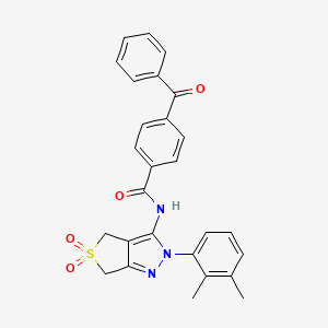 molecular formula C27H23N3O4S B11216939 4-benzoyl-N-(2-(2,3-dimethylphenyl)-5,5-dioxido-4,6-dihydro-2H-thieno[3,4-c]pyrazol-3-yl)benzamide 