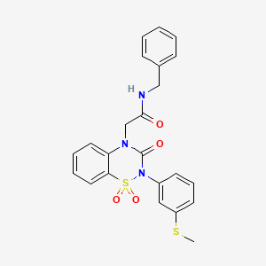 molecular formula C23H21N3O4S2 B11216990 N-benzyl-2-{2-[3-(methylsulfanyl)phenyl]-1,1-dioxido-3-oxo-2,3-dihydro-4H-1,2,4-benzothiadiazin-4-yl}acetamide 