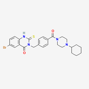 6-bromo-3-[[4-(4-cyclohexylpiperazine-1-carbonyl)phenyl]methyl]-2-sulfanylidene-1H-quinazolin-4-one