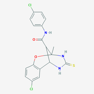 8-chloro-N-(4-chlorophenyl)-2-methyl-4-thioxo-3,4,5,6-tetrahydro-2H-2,6-methano-1,3,5-benzoxadiazocine-11-carboxamide