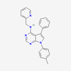 molecular formula C25H21N5 B11217014 7-(4-methylphenyl)-5-phenyl-N-(pyridin-2-ylmethyl)-7H-pyrrolo[2,3-d]pyrimidin-4-amine 