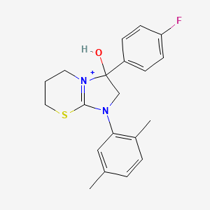 1-(2,5-dimethylphenyl)-3-(4-fluorophenyl)-3-hydroxy-2,3,6,7-tetrahydro-5H-imidazo[2,1-b][1,3]thiazin-1-ium