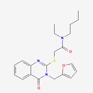 molecular formula C21H25N3O3S B11217021 N-butyl-N-ethyl-2-{[3-(furan-2-ylmethyl)-4-oxo-3,4-dihydroquinazolin-2-yl]sulfanyl}acetamide 