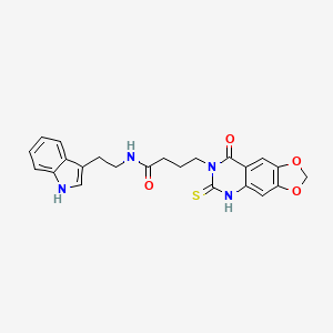 molecular formula C23H22N4O4S B11217037 N-[2-(1H-indol-3-yl)ethyl]-4-(8-oxo-6-sulfanylidene-5H-[1,3]dioxolo[4,5-g]quinazolin-7-yl)butanamide 