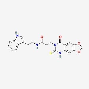 molecular formula C22H20N4O4S B11217053 N-(2-(1H-indol-3-yl)ethyl)-3-(8-oxo-6-thioxo-5,6-dihydro-[1,3]dioxolo[4,5-g]quinazolin-7(8H)-yl)propanamide 