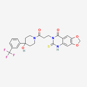 molecular formula C24H22F3N3O5S B11217071 7-[3-[4-hydroxy-4-[3-(trifluoromethyl)phenyl]piperidin-1-yl]-3-oxopropyl]-6-sulfanylidene-5H-[1,3]dioxolo[4,5-g]quinazolin-8-one 