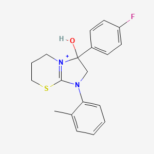 3-(4-fluorophenyl)-3-hydroxy-1-(2-methylphenyl)-2,3,6,7-tetrahydro-5H-imidazo[2,1-b][1,3]thiazin-1-ium